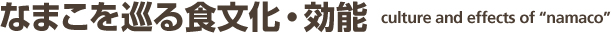 なまこを巡る食文化・効能